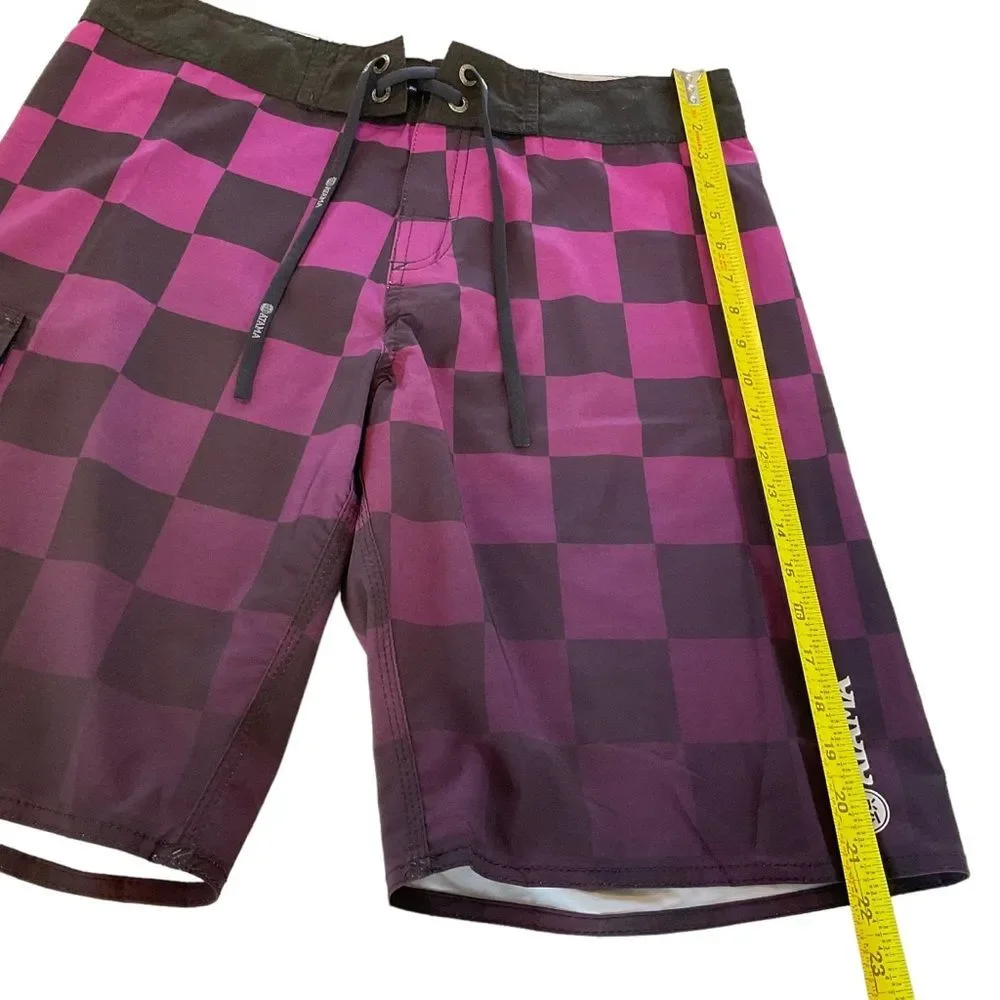 NWOT Atama Shorts Boardshorts Men’s 34-35 Purple Checkered MMA Jiu Jitsu Brazil